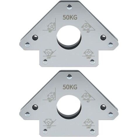 Lot de 2 équerres de soudage magnétiques - Capacité de charge : 50 kg - Positionneur de soudage avec forte adhérence - Angle de soudage magnétique avec 45°, 90° et 135° - Aimant de soudage robuste