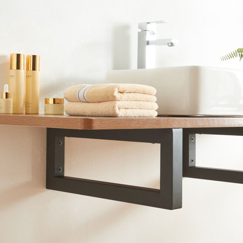 [en.casa] - Lot de 2 équerres d'étagère Hawangen acier 45 x 20 cm noir