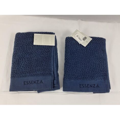 Lot de 2 - ESSENZA - Lot serviette + Gant de toilette - Bleu - Serviette 50x100 cm, Gant 15x21 cm - Voir photos pour détails - NEUF