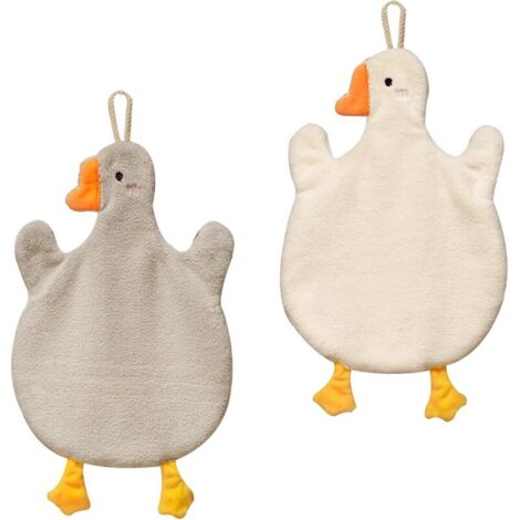 Lot de 2 essuie-Mains à Suspendre avec Boucle de Suspension absorbante en Polaire Corail pour Salle de Bain - Torchon Doux et épais