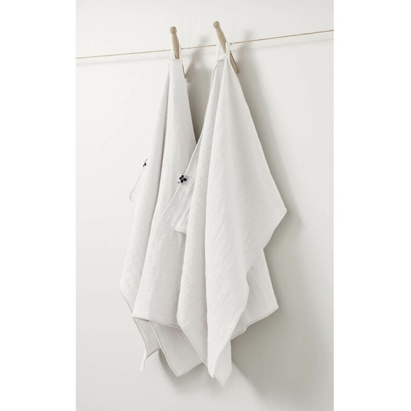 Doulito - Lot de 2 essuie-mains Gaze de coton 50 x 70 cm Blanc - Blanc