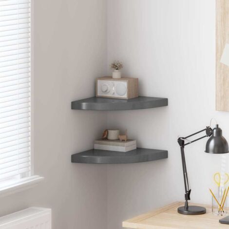 Lot de 2 Étagère d'angle flottante Étagère de Rangement - Meuble de rangement Gris brillant 35x35x3,8cm MDF BV765292 - BonneVie