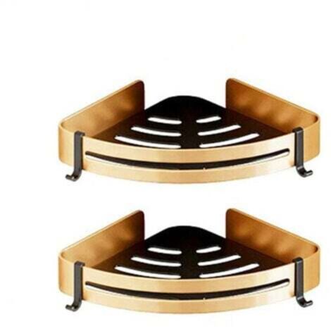 Lot de 2 Etagère de Douche d'angle sans Perçage Etagère Salle de Bain Adhésif Acier Inoxydable Triangle Panier Rangement pour Shampoing Savon avec Crochets