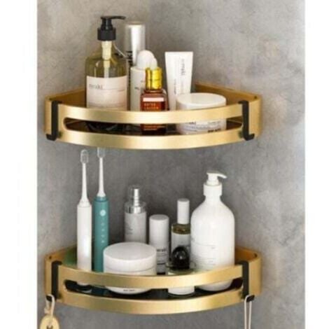 Lot de 2 Etagère de Douche d'angle sans Perçage Etagère Salle de Bain Adhésif Acier Inoxydable Triangle Panier Rangement pour Shampoing Savon avec Crochets