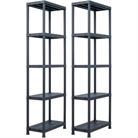 Lot de 2 Étagère de rangement  Armoire de rangement Noir 125 kg 60x30x180 cm Plastique BRZH839093