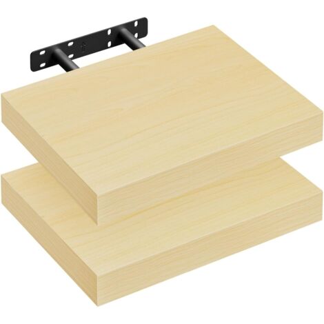 Lot de 2 Étagère Murale WOLTU, 30x22.9x3.8cm, Étagère Flottante de CD, Jaune Chêne