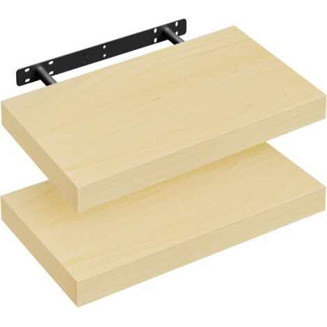 Lot de 2 Étagère Murale WOLTU, 40x22.9x3.8cm, Étagère Flottante de CD, Jaune Chêne