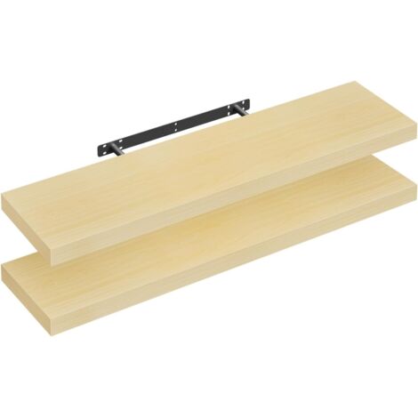Lot de 2 Étagère Murale WOLTU, 90x22.9x3.8cm, Étagère Flottante de CD, Jaune Chêne