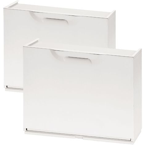 Lot de 2 étagères à chaussures en polypropylène couleur blanc