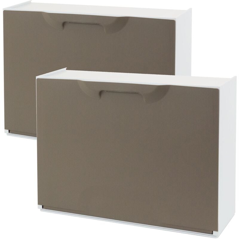 Wellhome - Lot de 2 étagères à chaussures en polypropylène couleur marron