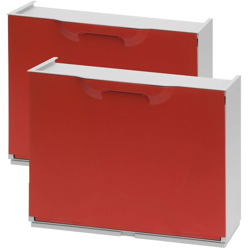 Pack de 2 étagères à chaussures en polypropylène rouge