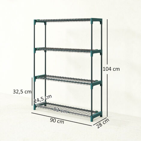 Lot de 2 étagères à plantes 4 niveaux métal intérieur extérieur 90x28x104cm vert