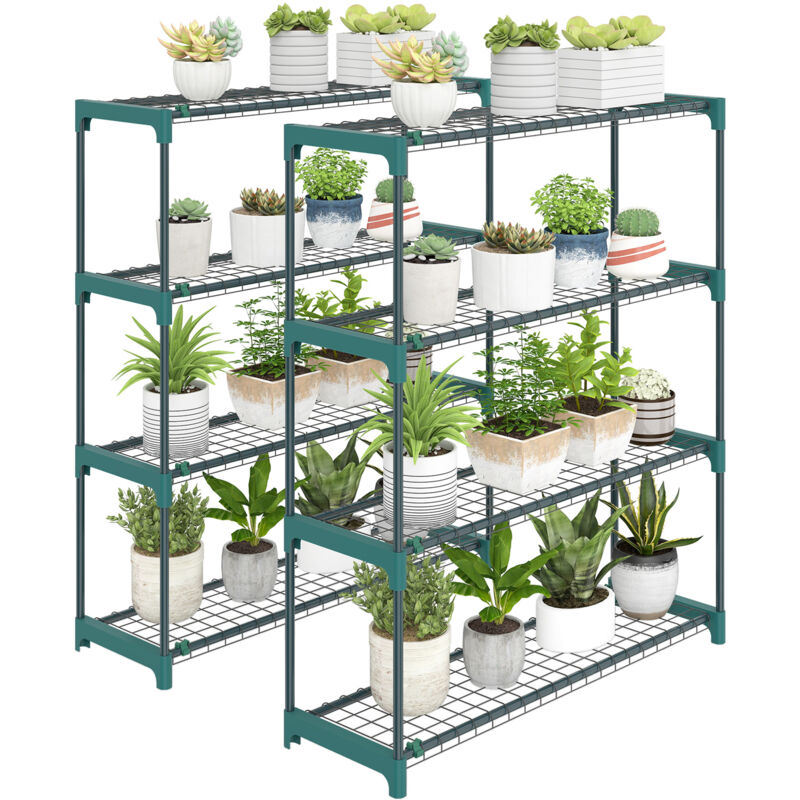 Lot de 2 étagères à plantes - Outsunny - 4 niveaux - intérieur