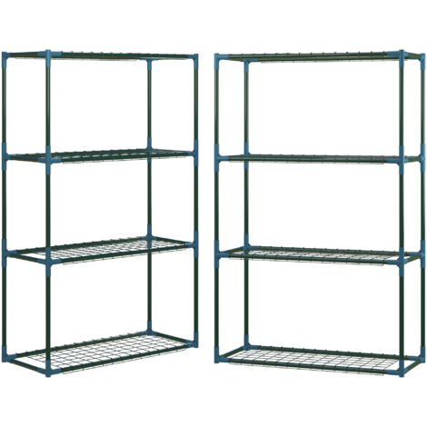 Lot de 2 étagères à plantes Outsunny, 4 niveaux, support pour pots de fleurs pour balcon/jardin, acier, vert, 70x27x110 cm