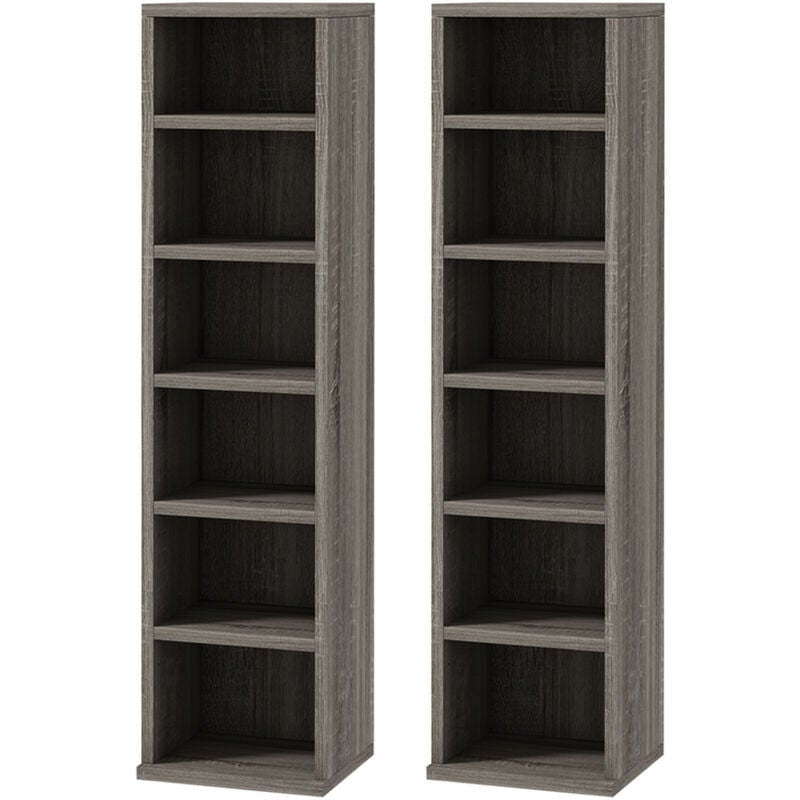 Homcom - Lot de 2 étagères colonnes rangement max. 204 cd gris