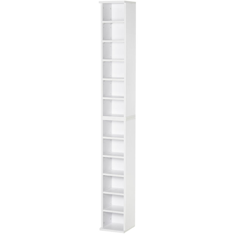 homcom - lot de 2 étagères colonnes armoire de rangement cd 6 + 6 compartiments blanc dim. 21l x 22,5l x 88,5h cm - blanc