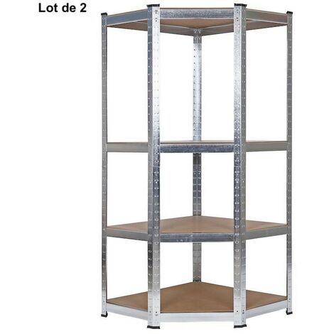 Lot de 2 Étagères d'angle à Charge Lourde Grise : 160 X 70 X 77 cm Robuste et Polyvalente, 200 kg