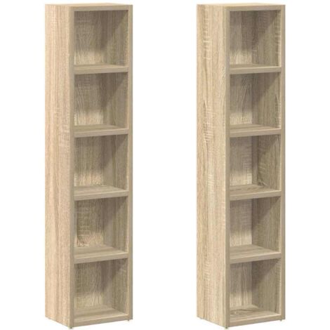 Lot de 2 Étagères de Rangement pour CD/DVD, Armoire à CD Montage facile, Chêne sonoma 21x16x93,5 cm Aggloméré OIB3134E