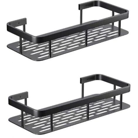 Lot de 2 étagères de salle de bain sans perçage, fixation murale d'angle, support de rangement pour douche et toilettes, organisation du maquillage.