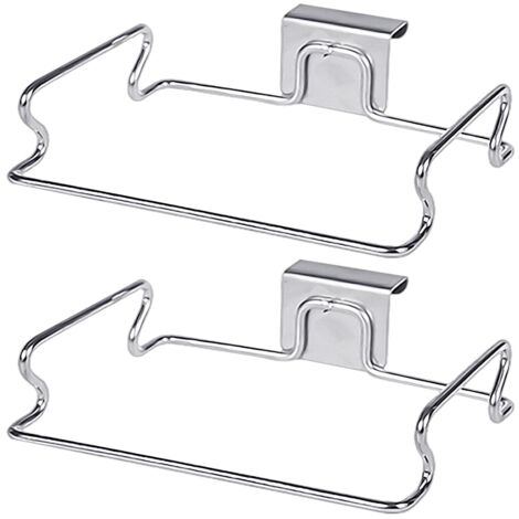 Lot de 2 étagères de support pour sacs poubelle en acier inoxydable - Support de sac poubelle suspendu - Étagère de rangement pour sacs en plastique - Accessoires d'organisation de cuisine pour