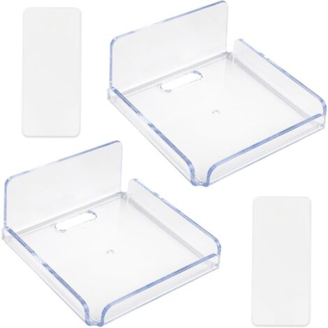 Lot de 2 étagères flottantes en acrylique à coller sur une petite étagère murale transparente invisible pour livre/photo/image/affichage dans la chambre, le salon, la salle de bain