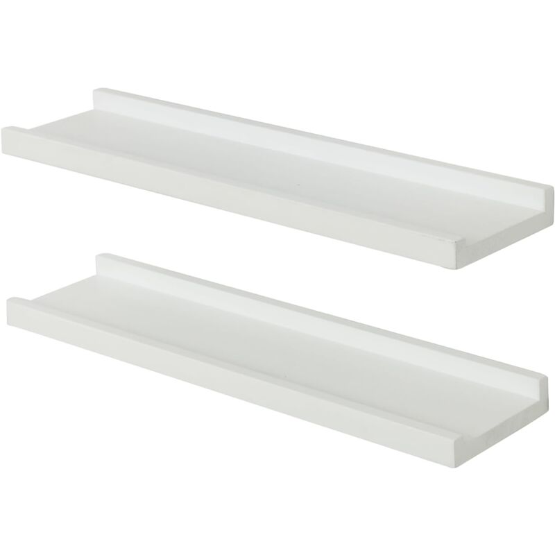 Sunxury - Lot de 2 étagères flottantes en Bois de chêne Massif avec Rebord, étagère Murale décorative pour Salon, Cuisine, Chambre à Coucher,