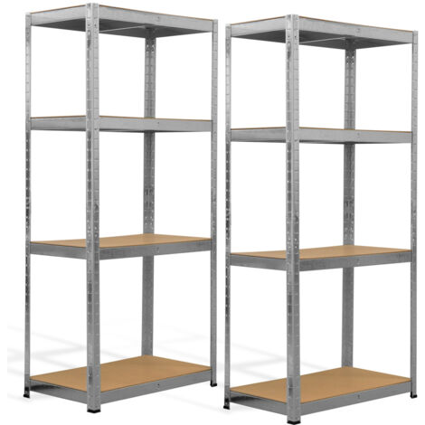 Double étagère garage charges lourdes en métal - Rayonnage 8 plateaux - 2X L.160 x l. 80 - EURO VANADIUM - 40 cm - Bois