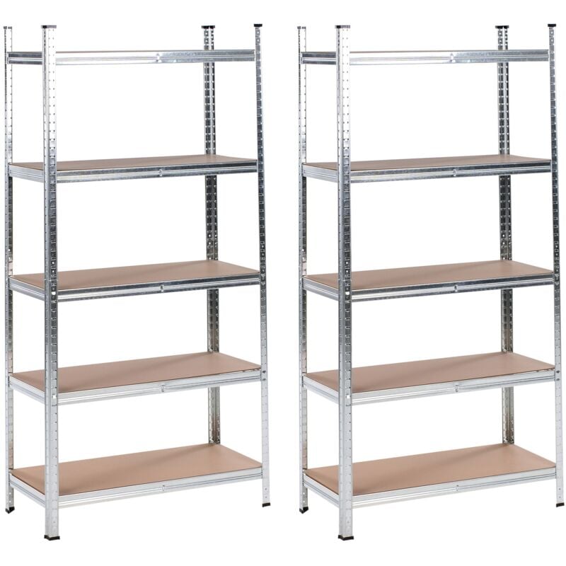 Beliani - Lot de 2 Etagères Moderne Métallique Extérieur Jardin Garage 5 Niveaux Argenté Xitta