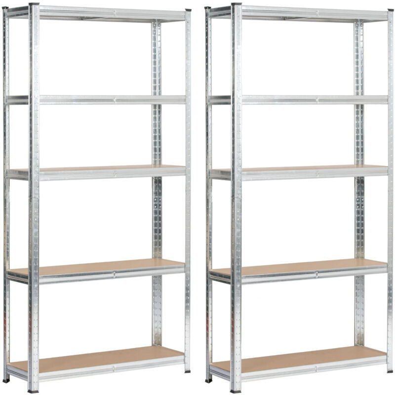 Lot de 2 étagères modulables 90 cm acier galvanisé charge maximale 875kg - L90xP30xH180 cm