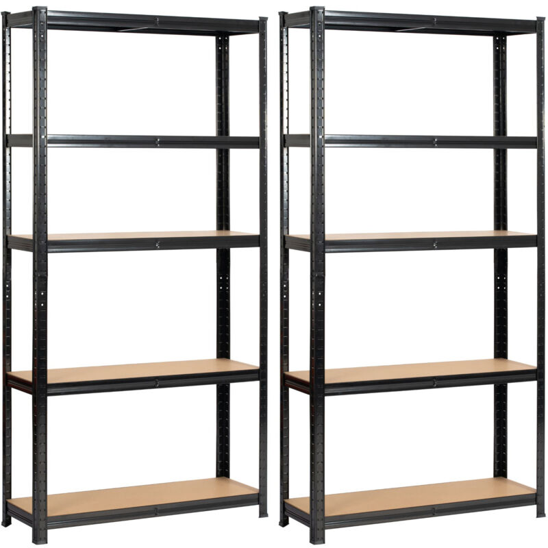 Lot de 2 étagères modulables 90 cm acier noirci charge maximale 875kg - L90xP30xH180 cm