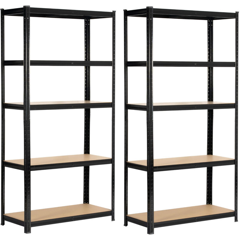 Lot de 2 étagères modulables 90 cm acier noirci charge maximale 875kg - L90xP40xH180 cm