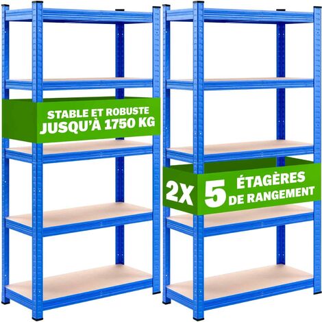 Lot de 2 Étagères Modulables à Charge Lourde bleue : 180 X 90 X 40 cm Robuste et Polyvalente, 875 kg
