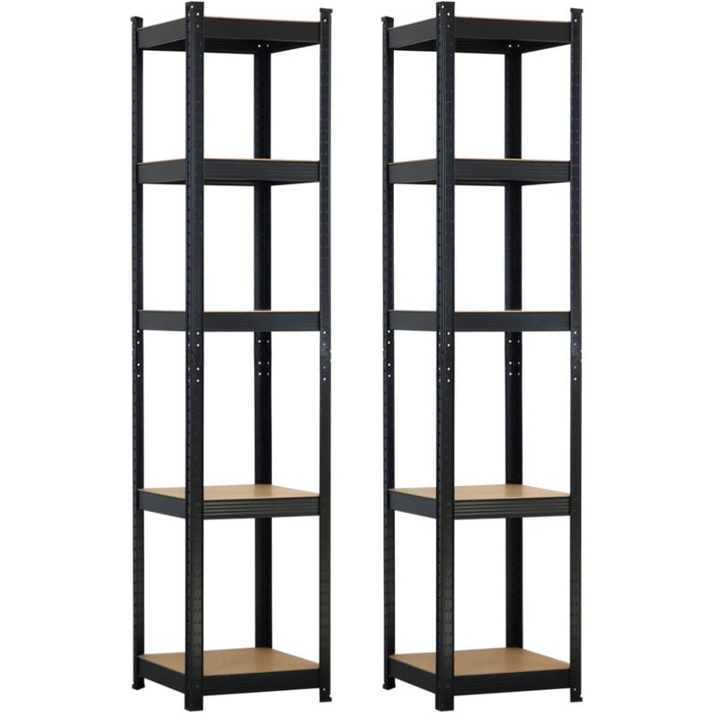 Lot de 2 étagères modulaires avec 5 étagères réglables 180x40x40cm 175Kg Thinia Home
