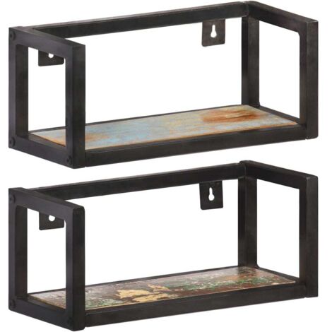 Lot de 2 Étagères murales  Armoire murale Meuble Étagère 40 cm Bois de récupération massif 77335