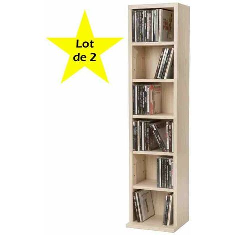 Lot de 2 Étagères murales Bibliothèques 90 cm de hauteur. 6 compartiments Marron hêtre