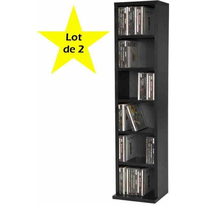 Le Poisson Qui Jardine - Lot de 2 Étagères murales Bibliothèques 90 cm de hauteur. 6 compartiments Noir - Noir