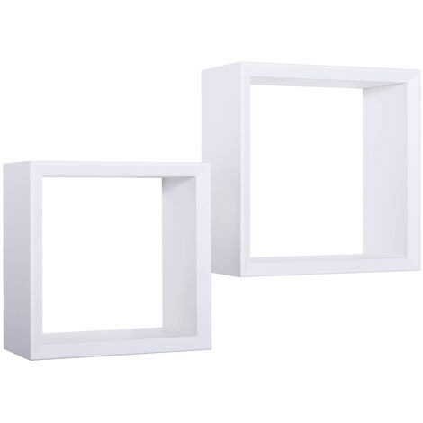 Lot de 2 étagères murales cube étagère suspendue design Ginevra - Blanc