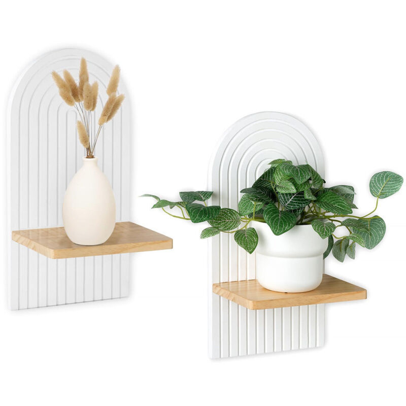 Lot de 2 étagères murales en bois, étagères flottantes, style bohème, décoration salon, chambre, bureau, salle de bain