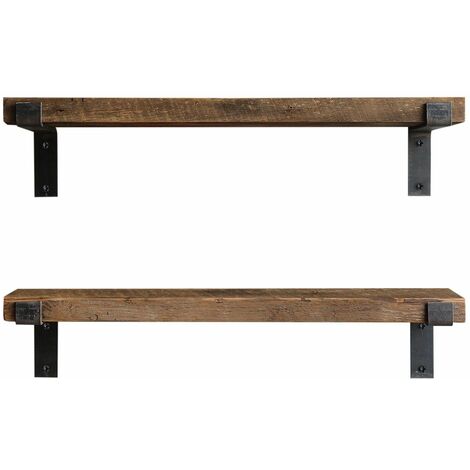 Lot de 2 étagères murales en bois et métal – Style industriel – Dimensions 60x14x4cm – Fait main pour décoration moderne – Toilinux