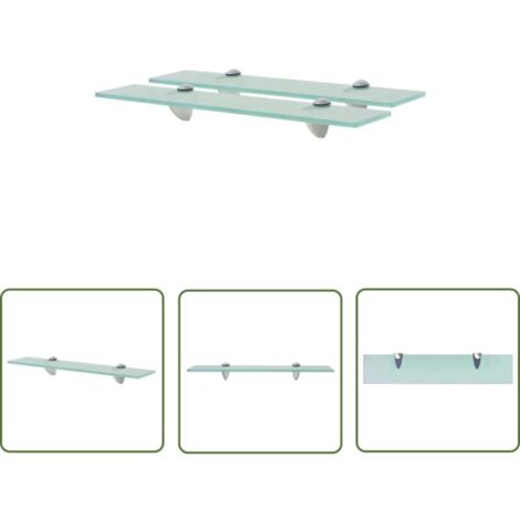 Lot de 2 étagères murales en verre Living Store 50 x 10 cm, 8 mm - Étagères murales - Étagères design - Étagères en verre - Étagères transparentes - Décoration murale