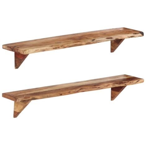 Lot de 2 Étagères murales Étagère de Rangement - Meuble de rangement 110x20x18 cm Bois massif d'acacia BV114192 - BonneVie