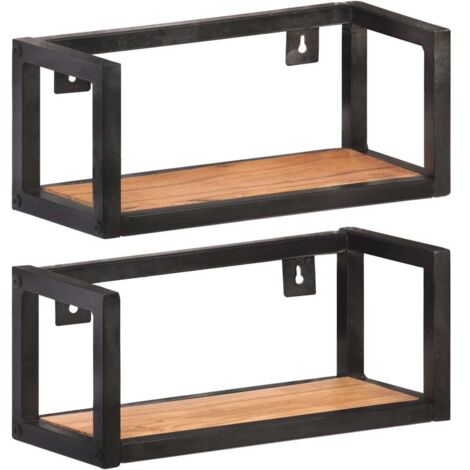 Lot de 2 Étagères murales Étagère de Rangement - Meuble de rangement 40 cm Bois d'acacia massif BV804031 - BonneVie