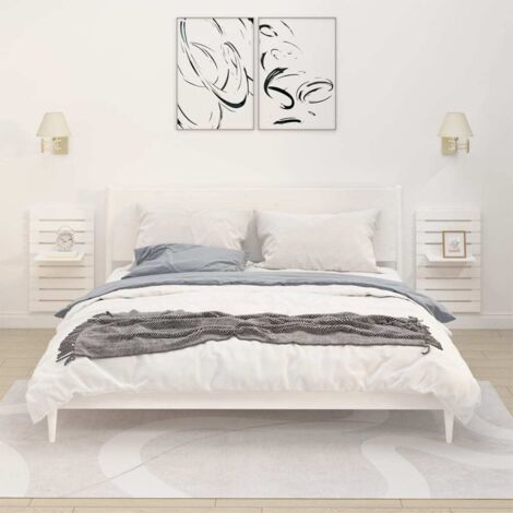 Lot de 2 Étagères murales， Étagère flottante，Armoire murale Meuble Étagère Blanc Bois de pin massif，Montage facile HNUB71096