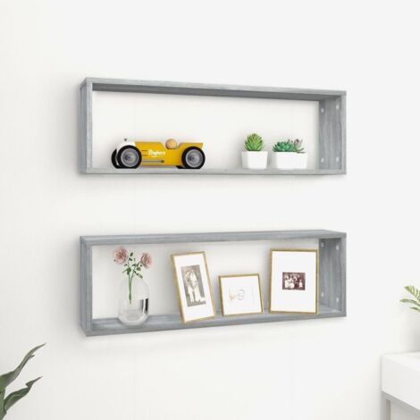 Lot de 2 Étagères murales  Étagères flottantescubiques Sonoma gris 80x15x26,5 cm BRZH612825
