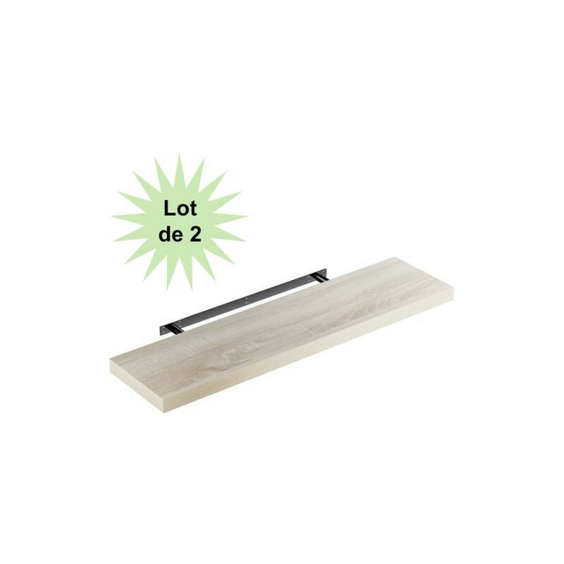 Le Poisson Qui Jardine - Lot de 2 Étagères murales flottantes 110 cm en mdf chêne clair. Tablette à fixer au mur - Chêne Clair