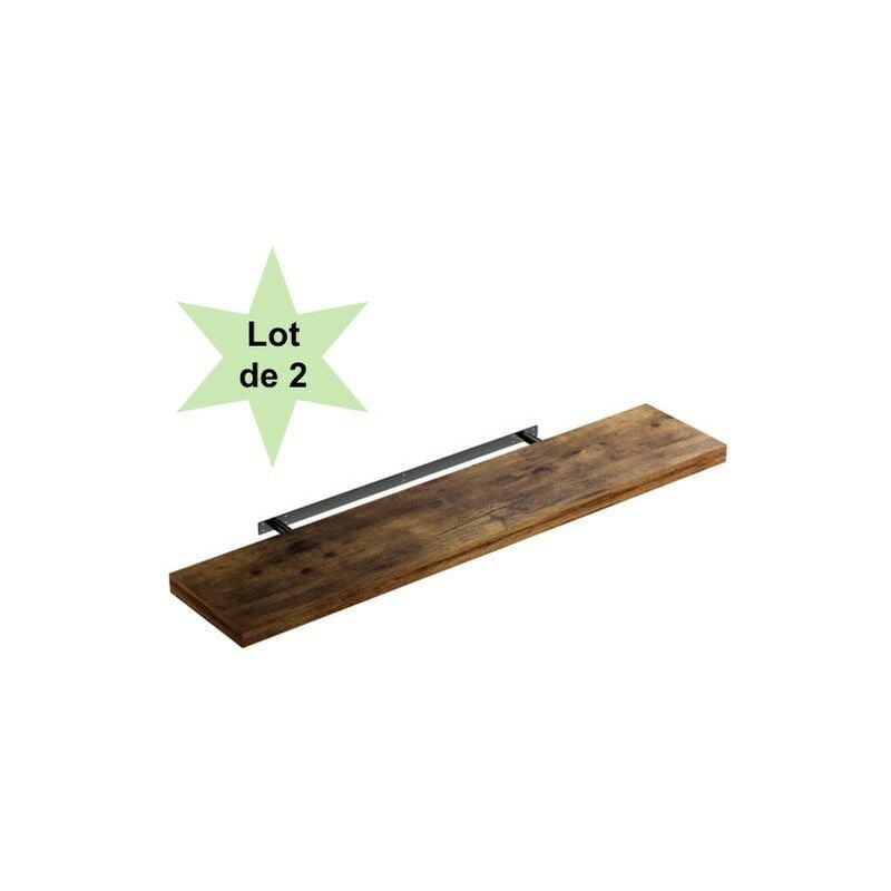 Le Poisson Qui Jardine - Lot de 2 Étagères murales flottantes 50 cm en mdf chêne foncé. Tablette à fixer au mur - Chêne Foncé
