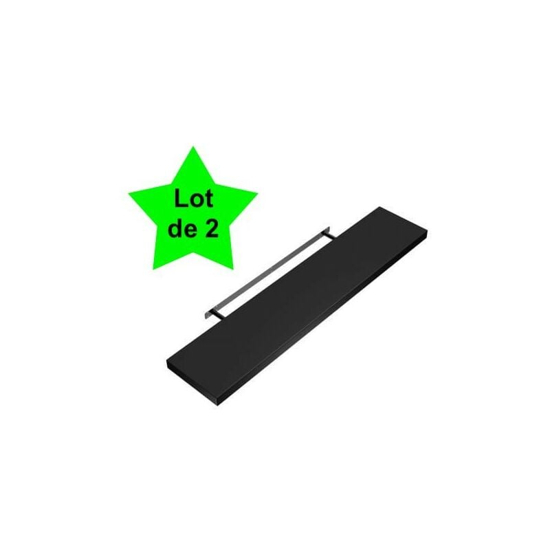 Le Poisson Qui Jardine - Lot de 2 Étagères murales flottantes 50 cm en mdf Noir. Tablette à fixer au mur - Noir