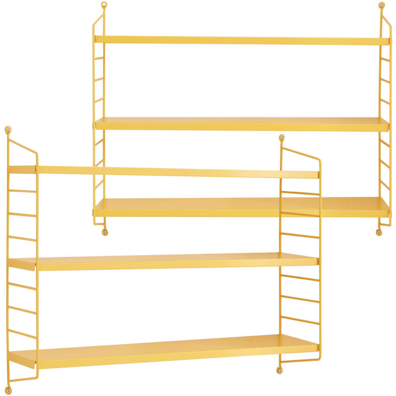 [en.casa] - Lot de 2 étagères murales Strängnäs acier 50 x 60 x 15 cm jaune