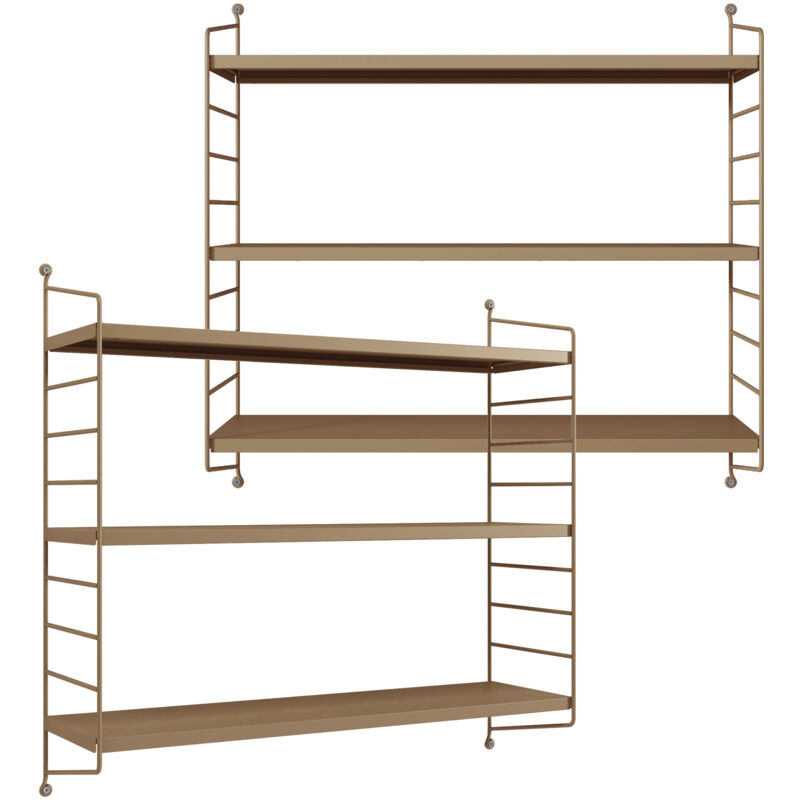 [en.casa] - Lot de 2 étagères murales Strängnäs acier 50 x 60 x 15 cm marron clair mat