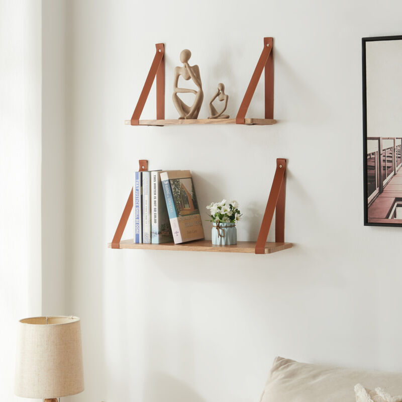 [en.casa] - Lot de 2 étagères murales Utsira de tailles différentes marron effet chêne